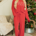 Evergreen Medium Ava Fiery Jolly Corded Long Sleeve Top