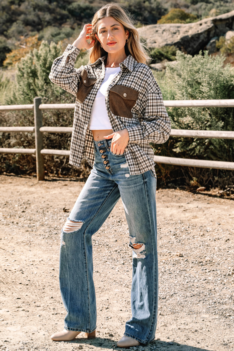 Ava Flap Patchwork Plaid Shacket