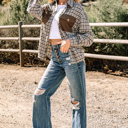  Ava Flap Patchwork Plaid Shacket