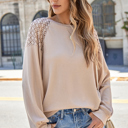  Ava Sleeve Textured Pullover Long Sleeve Top