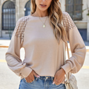 Black XL Ava Sleeve Textured Pullover Long Sleeve Top