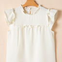 White Small Ava Trim Waffle Knit Blouse