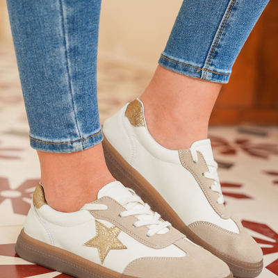 Avani Shimmer Star Patch Lace up Retro Flattie