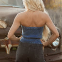  Avayah Vintage Bow Front Smocked Back Denim Tube Top