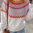 White XL Avery Print Drop Shoulder Sweater