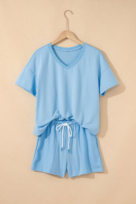 Avery Top and Patchwork Drawstring Shorts Set