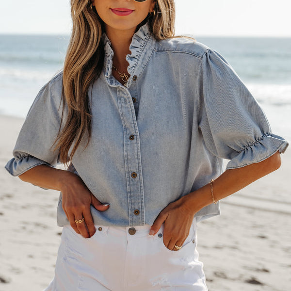 [THE MUSEUM VISITOR]★THREE-LAYER RUFFLE SHORT-SLEEVED TOP CottonWhisk™ Museum Top | Aritzia US