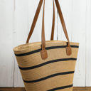  Aya Woven Striped Tote Bag