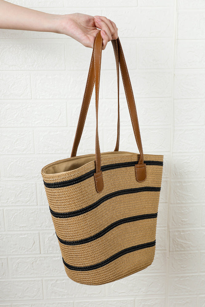 Aya Woven Striped Tote Bag