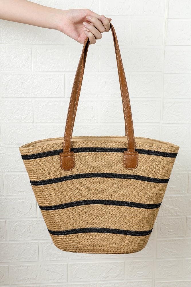 Aya Woven Striped Tote Bag