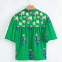  Ayah Floral Tie Split Neck Short Sleeve Blouse