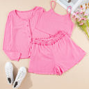  Ayla Cropped Cami Shorts and Cardigan Lounge Set