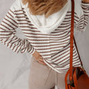  Ayla Stripe Textured Hooded Long Sleeve Top