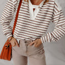  Ayla Stripe Textured Hooded Long Sleeve Top