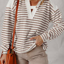  Ayla Stripe Textured Hooded Long Sleeve Top