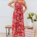 Red Large Aylin Floral Spaghetti Strap Maxi Dress