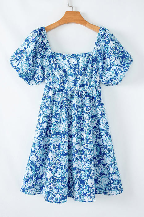 Azalea Floral Puff Sleeve Babydoll Mini Dress