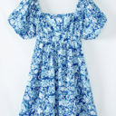  Azalea Floral Puff Sleeve Babydoll Mini Dress