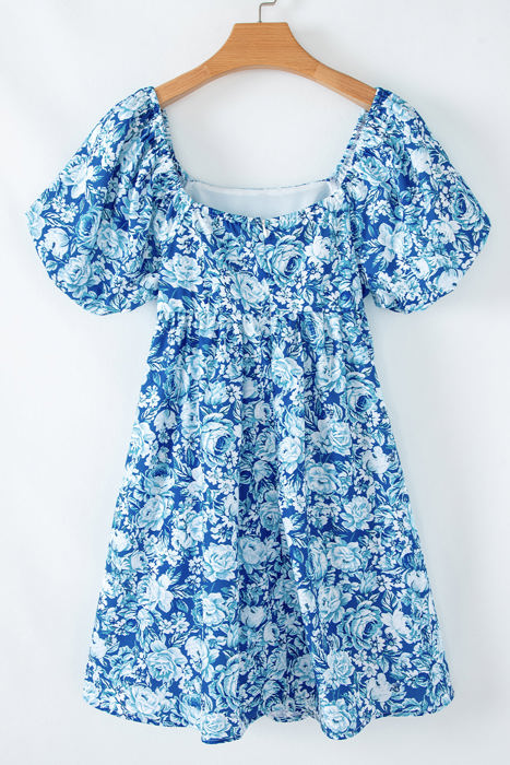 Azalea Floral Puff Sleeve Babydoll Mini Dress