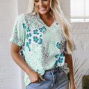  Azalea Print Short Sleeve Blouse