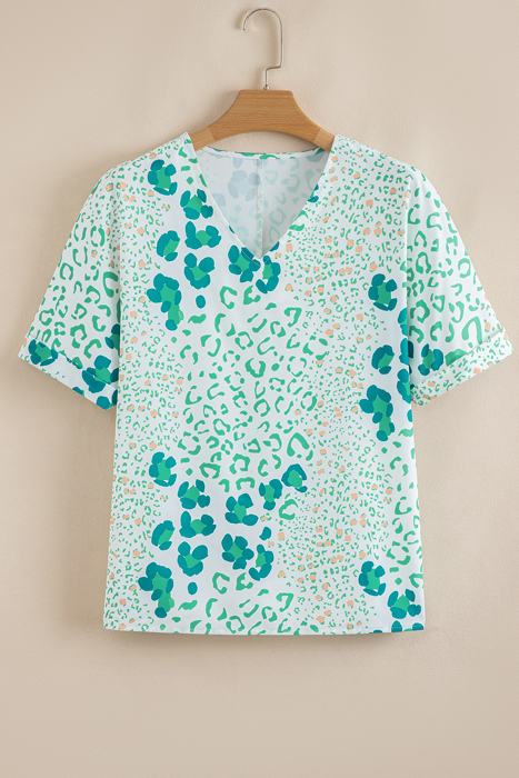Azalea Print Short Sleeve Blouse
