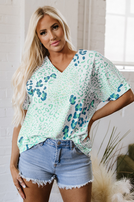 Azalea Print Short Sleeve Blouse