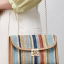  Azariah Striped Crochet Flapped Bag