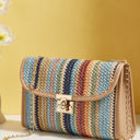  Azariah Striped Crochet Flapped Bag