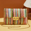  Azariah Striped Crochet Flapped Bag