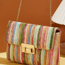  Azariah Striped Crochet Flapped Bag