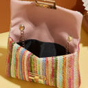  Azariah Striped Crochet Flapped Bag