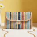 Blue Azariah Striped Crochet Flapped Bag