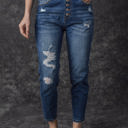  Bailee Distressed Button Fly High Waist Jeans