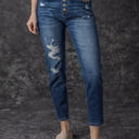  Bailee Distressed Button Fly High Waist Jeans