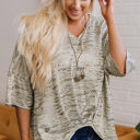  Bailee Leopard Half Sleeve V Neck Loose Fit Top