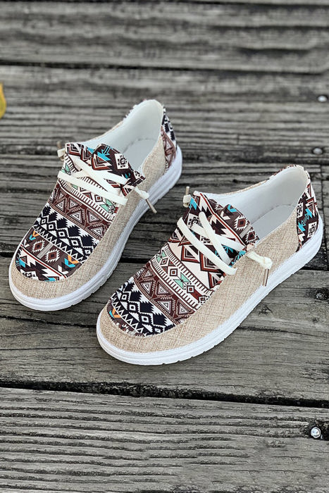 Bailee Vintage Aztec Lace-up Flat Shoes