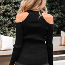  Bailey Ribbed Knit Cold Shoulder Sweater