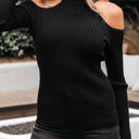  Bailey Ribbed Knit Cold Shoulder Sweater