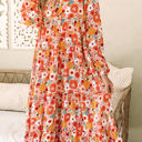  Barbara Floral Collared Long Sleeve Ruffled Dress