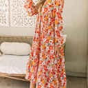  Barbara Floral Collared Long Sleeve Ruffled Dress