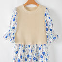  Barbara Waffle Floral Peplum Blouse