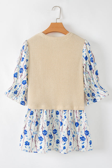 Barbara Waffle Floral Peplum Blouse
