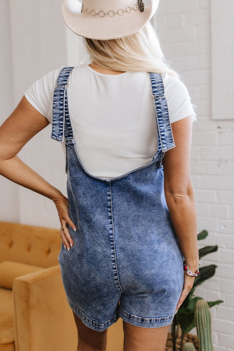Baylee Sleeveless U Neck Patched Pocket Denim Romper
