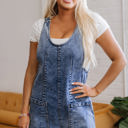  Baylee Sleeveless U Neck Patched Pocket Denim Romper