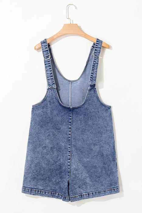 Baylee Sleeveless U Neck Patched Pocket Denim Romper