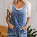 Dusk Blue XL Baylee Sleeveless U Neck Patched Pocket Denim Romper