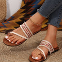  Beaded Embroidered Braided Strap Thong Slippers