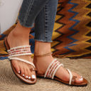  Beaded Embroidered Braided Strap Thong Slippers