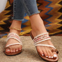  Beaded Embroidered Braided Strap Thong Slippers