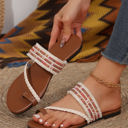  Beaded Embroidered Braided Strap Thong Slippers
